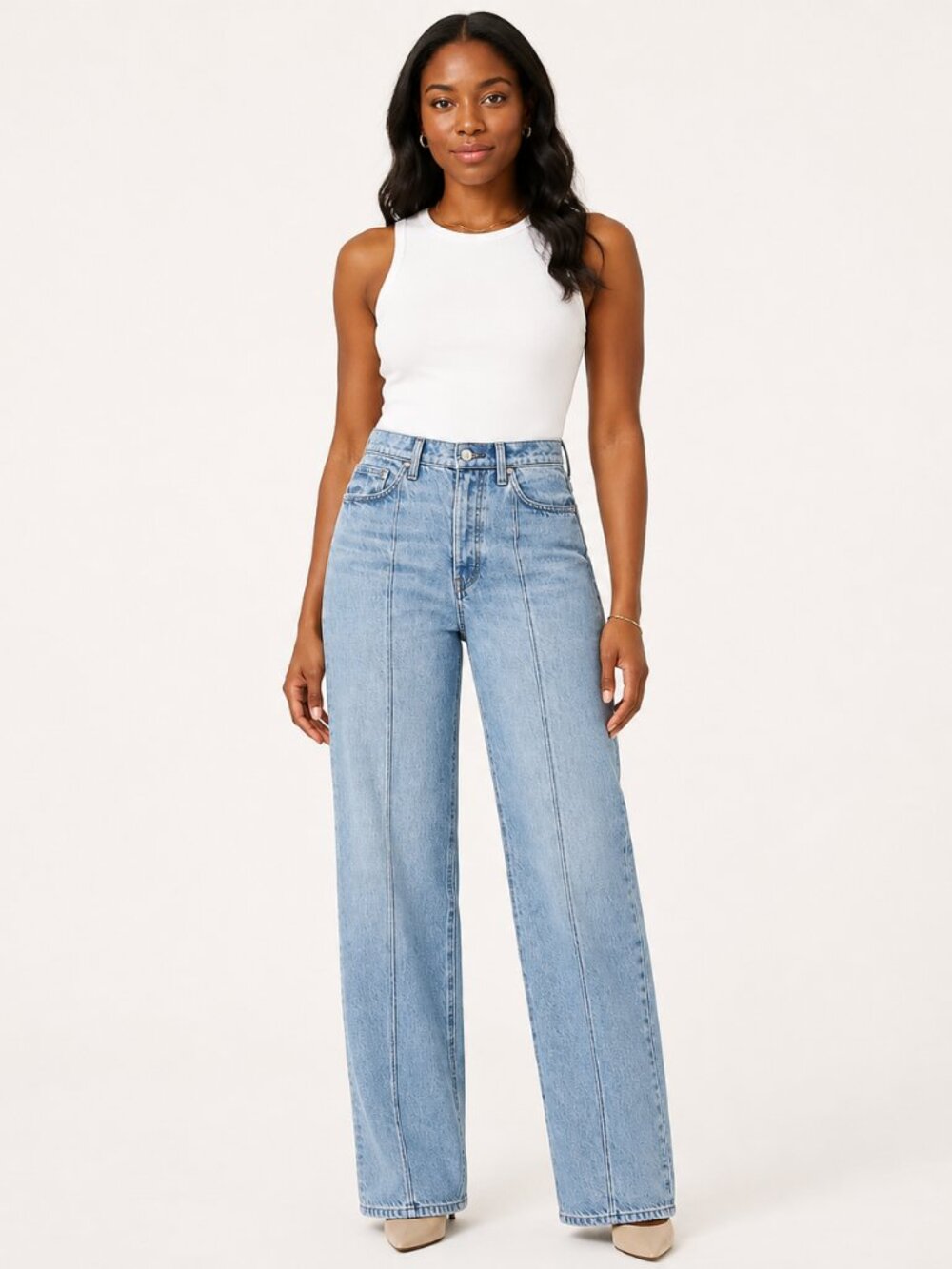 Banana Republic Pintuck Wide Leg Jeans (Sz 30) Light Wash High Rise Soft Cotton